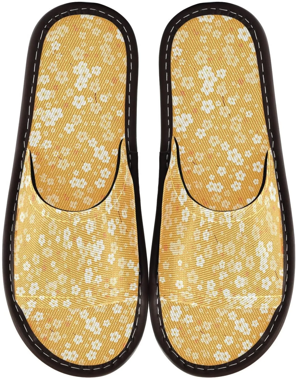 Cute Cherry Blossom Yellow Men Women Casual Shower Slippers Ultralight Anti-slip Sandals for Home Home Bedroom