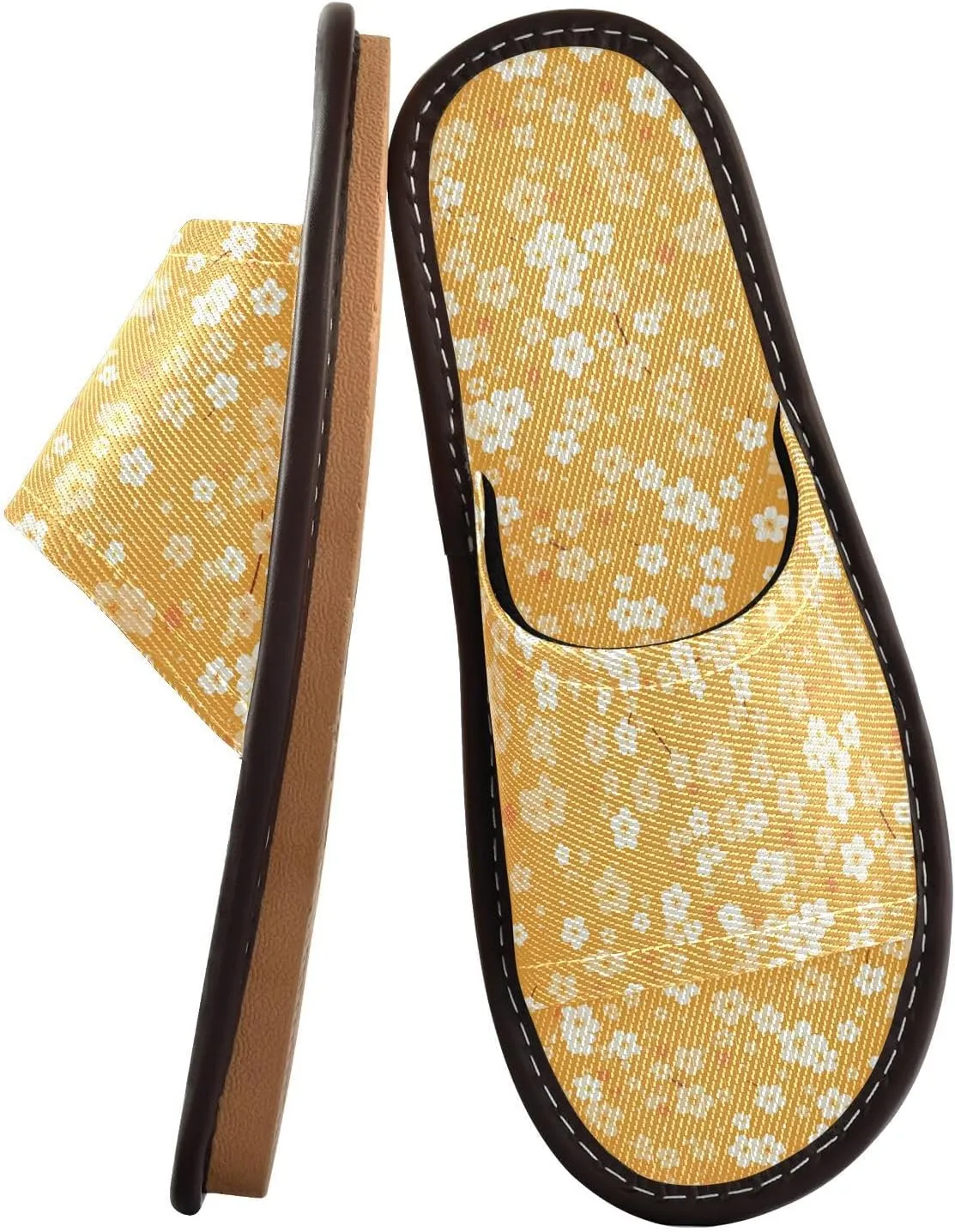 Cute Cherry Blossom Yellow Men Women Casual Shower Slippers Ultralight Anti-slip Sandals for Home Home Bedroom