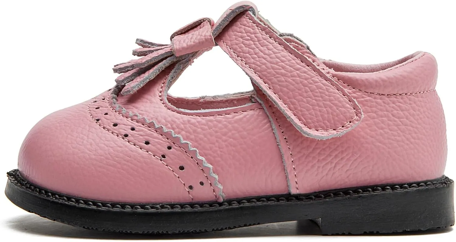 DADAWEN Toddler Girls Leather Mary Jane Dress Shoes Baby Non-Slip Soft Sole Tassel Princess Flats Wedding Party Casual Walking School Shoes