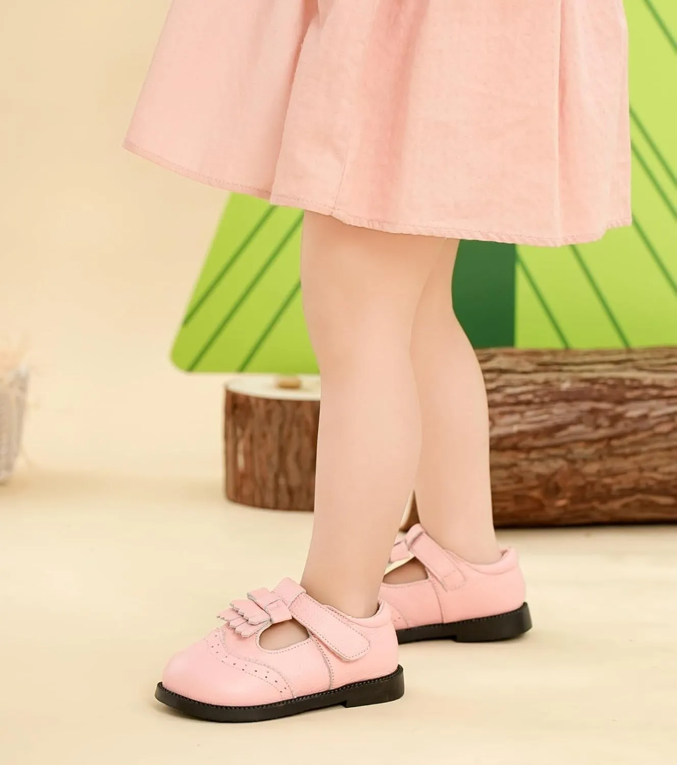 DADAWEN Toddler Girls Leather Mary Jane Dress Shoes Baby Non-Slip Soft Sole Tassel Princess Flats Wedding Party Casual Walking School Shoes