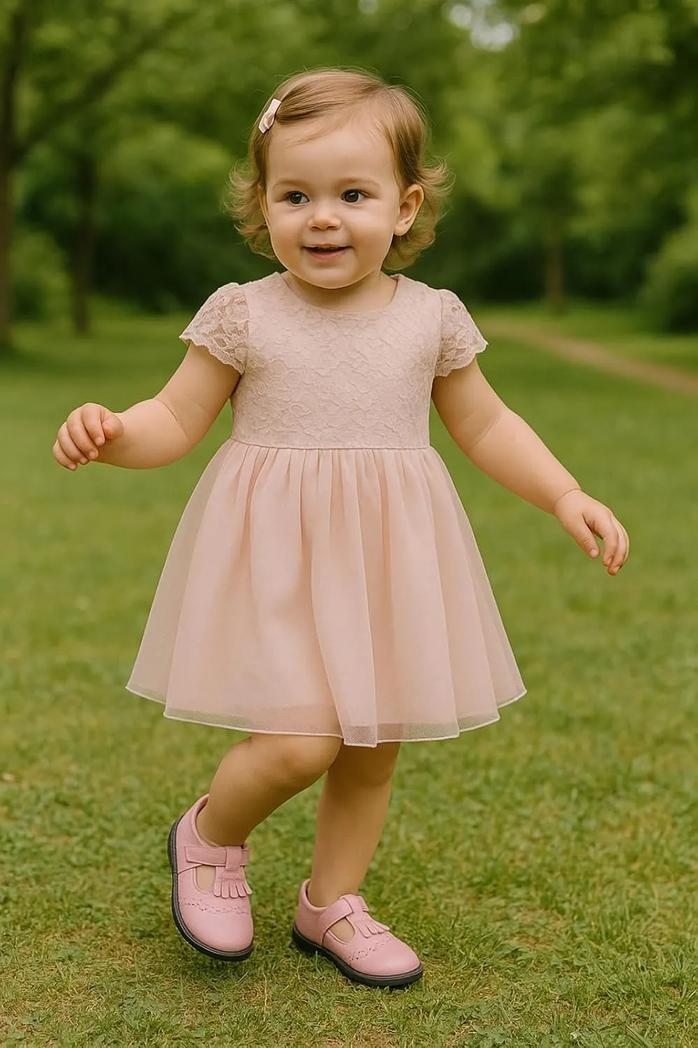 DADAWEN Toddler Girls Leather Mary Jane Dress Shoes Baby Non-Slip Soft Sole Tassel Princess Flats Wedding Party Casual Walking School Shoes