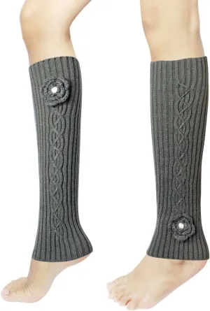 Dahlia Women's Leg Warmers & Boot Cuffs - Synthetic Wool, Cable Knit