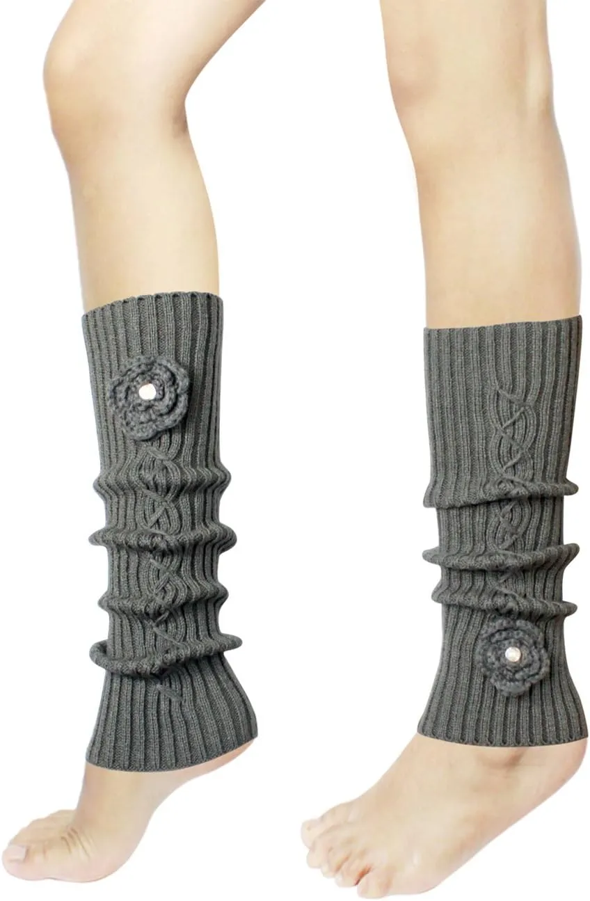 Dahlia Women's Leg Warmers & Boot Cuffs - Synthetic Wool, Cable Knit