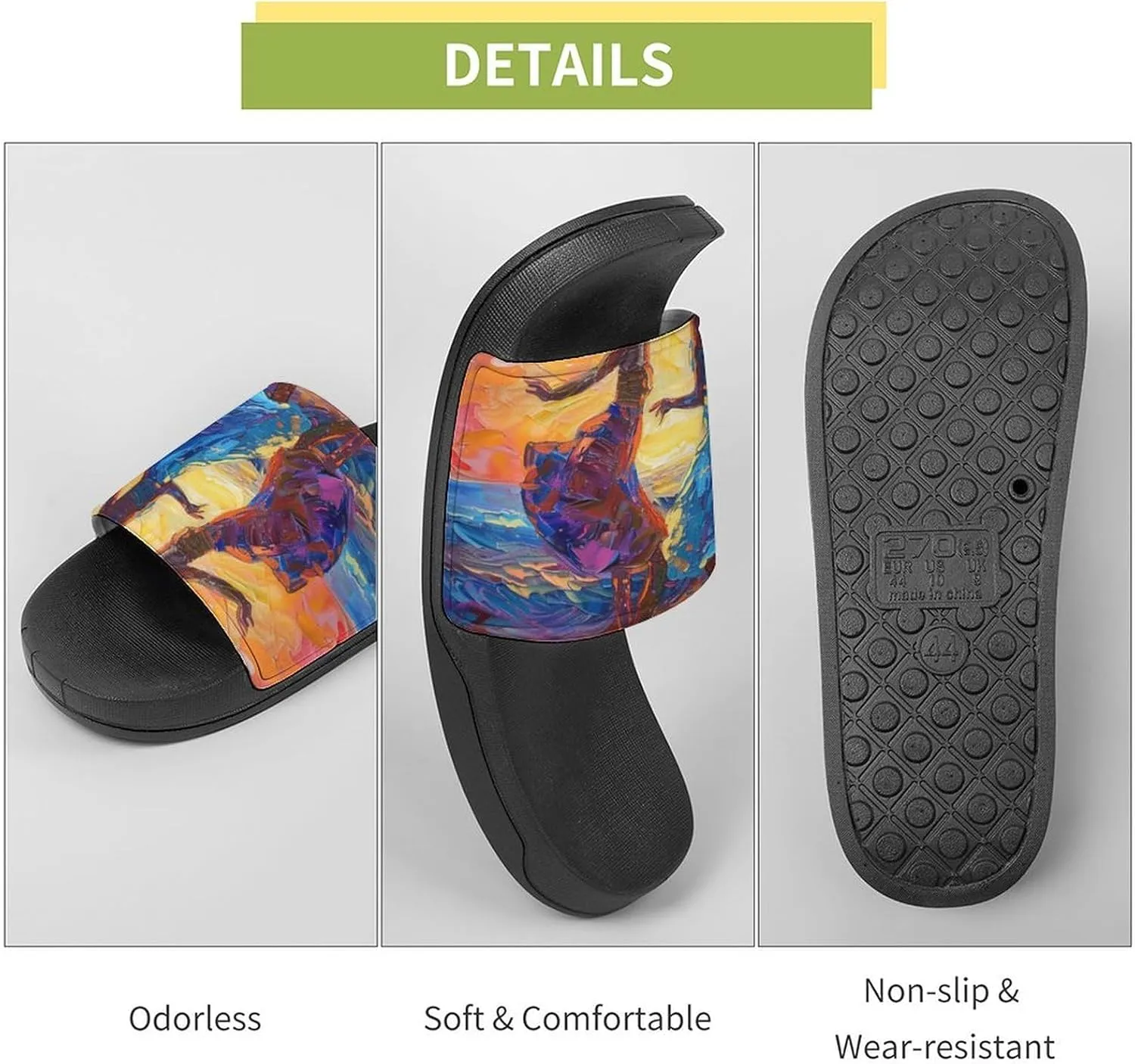 Dancing in The Dusk Sunset PVC Home Slippers Beach Shower Sandals Summer Non-Slip Outdoor Shoes for Men Women