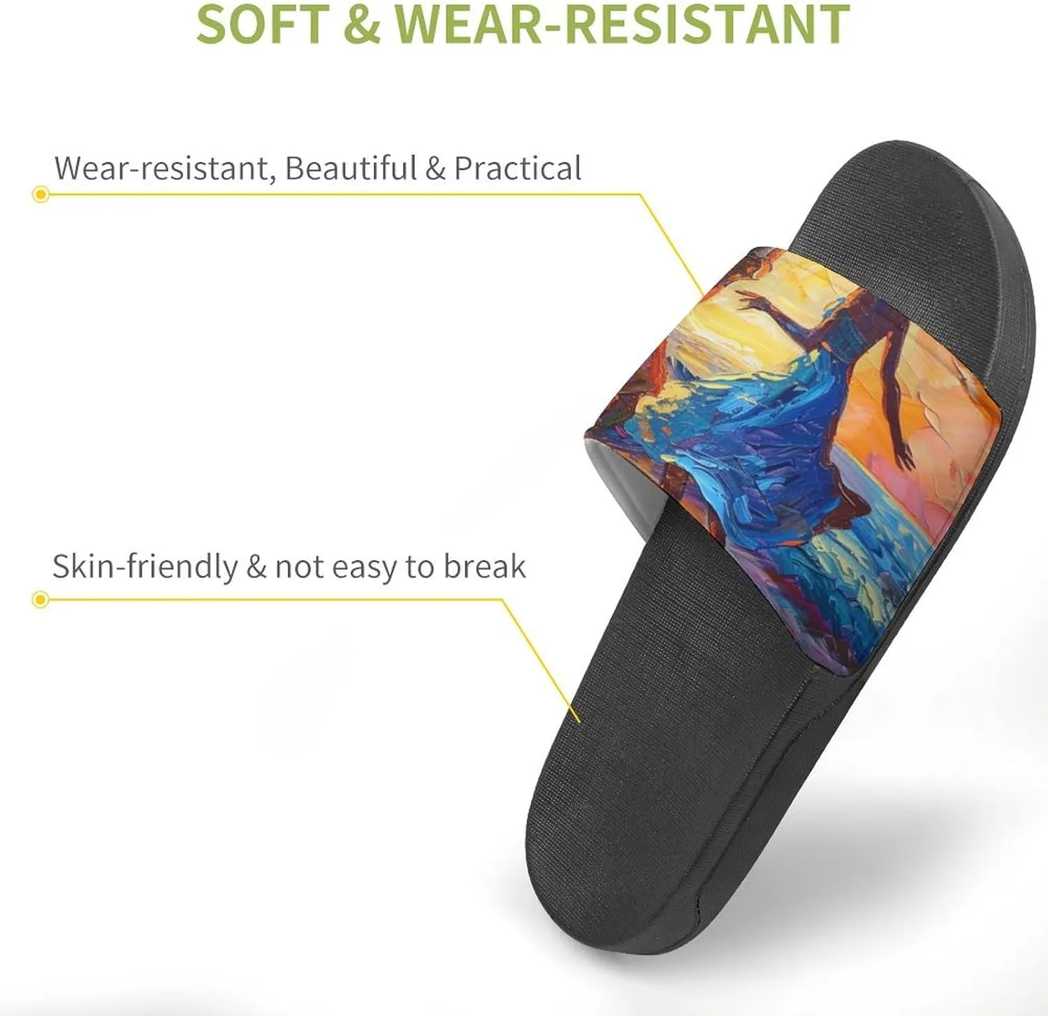 Dancing in The Dusk Sunset PVC Home Slippers Beach Shower Sandals Summer Non-Slip Outdoor Shoes for Men Women