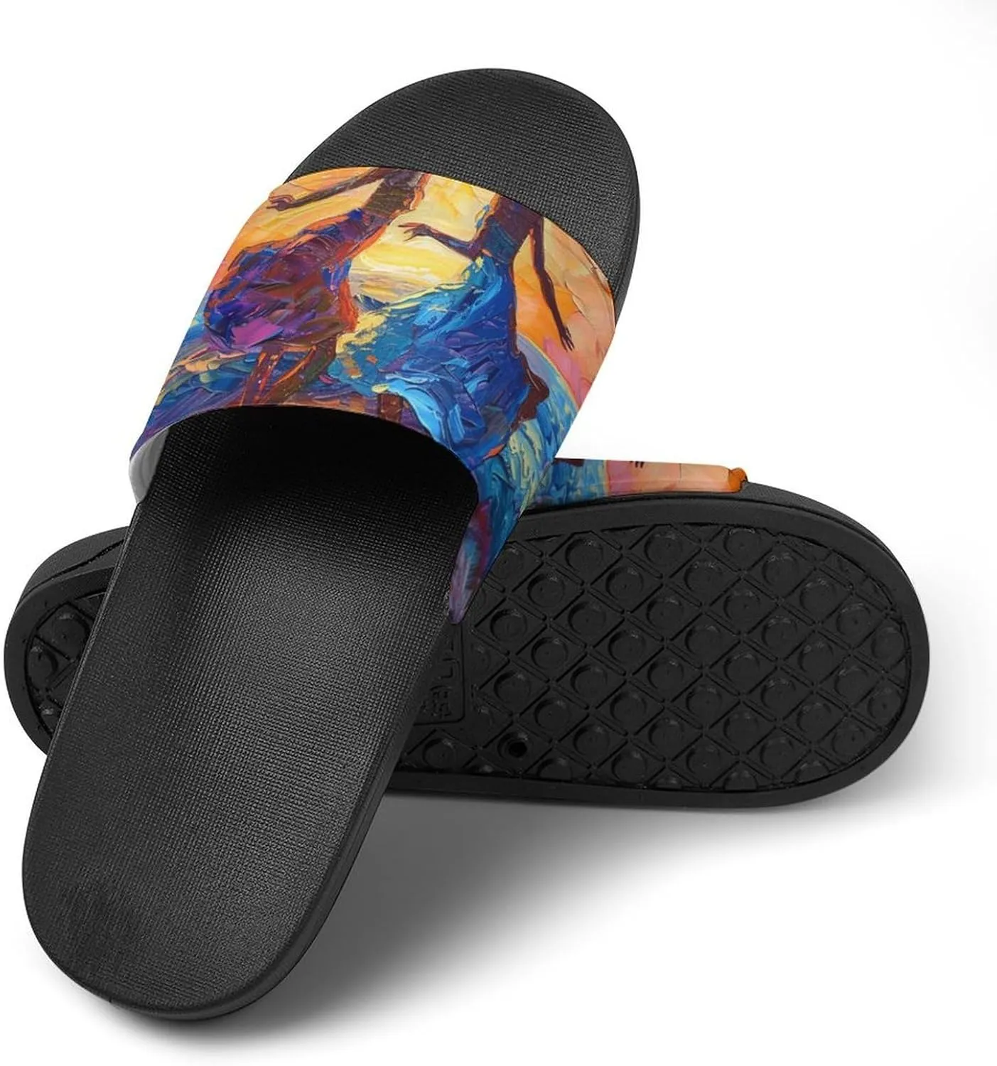 Dancing in The Dusk Sunset PVC Home Slippers Beach Shower Sandals Summer Non-Slip Outdoor Shoes for Men Women