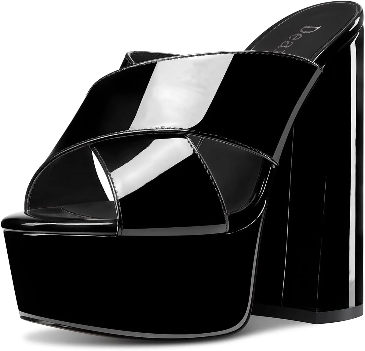 DearOnly Women Chunky Block High Platform Heel Peep Open Toe Sandals Cross-Strap Slip-on Dress 5.9 Inches Heels