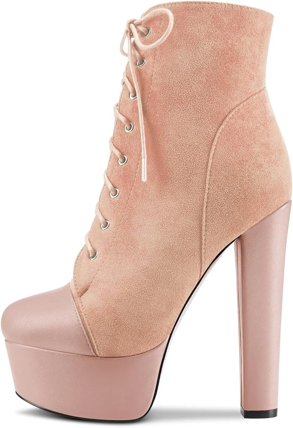 DearOnly Women Chunky Block Platform High Heel Round Toe Ankle Boots Short Bootie Zipper Party Cute Boots