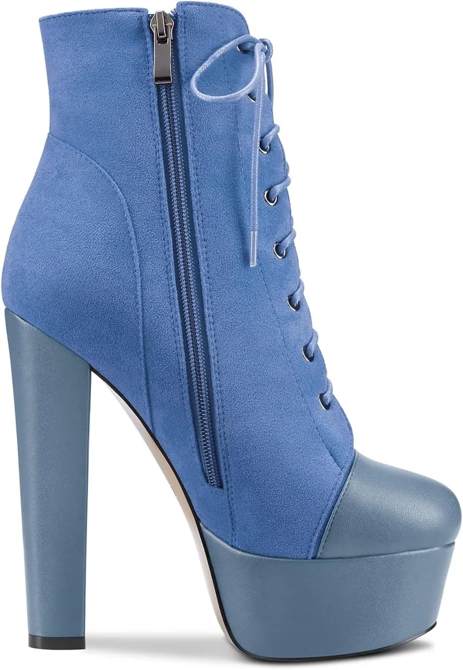 DearOnly Women Chunky Block Platform High Heel Round Toe Ankle Boots Short Bootie Zipper Party Cute Boots