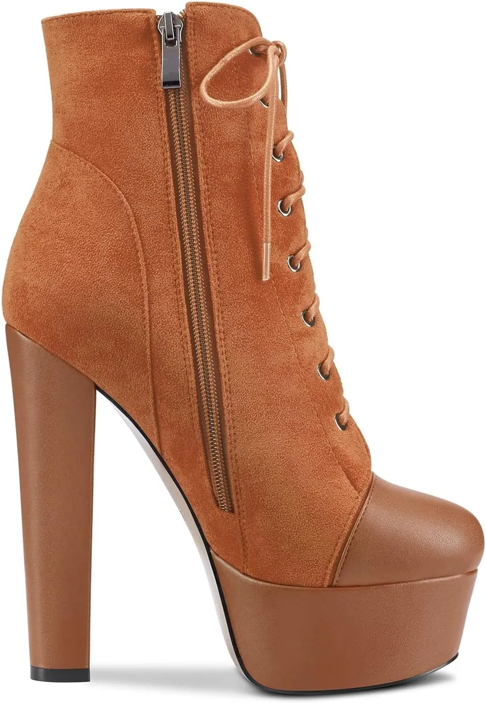 DearOnly Women Chunky Block Platform High Heel Round Toe Ankle Boots Short Bootie Zipper Party Cute Boots