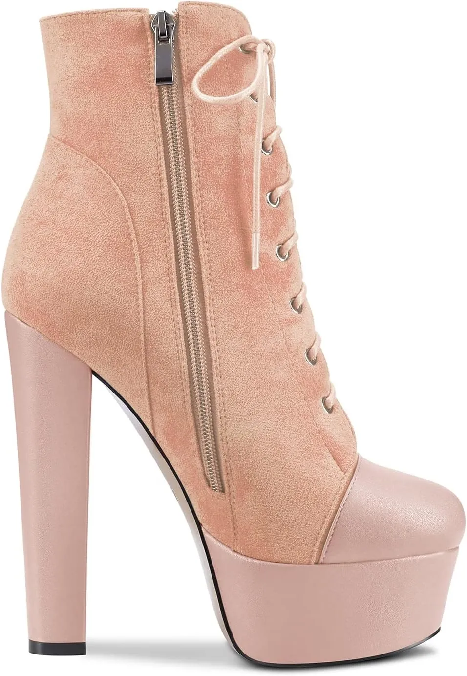 DearOnly Women Chunky Block Platform High Heel Round Toe Ankle Boots Short Bootie Zipper Party Cute Boots