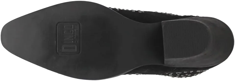Dingo Womens Denim N Diamonds Studded Zippered Casual Boots Ankle Mid Heel 2-3" - Black