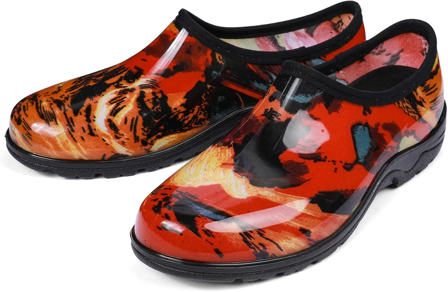 DKSUKO Waterproof Garden Shoe for Women Outdoor Slip-On Rain Boots Short Ankle Work Shoes and Garden Clogs with Comfort Insole