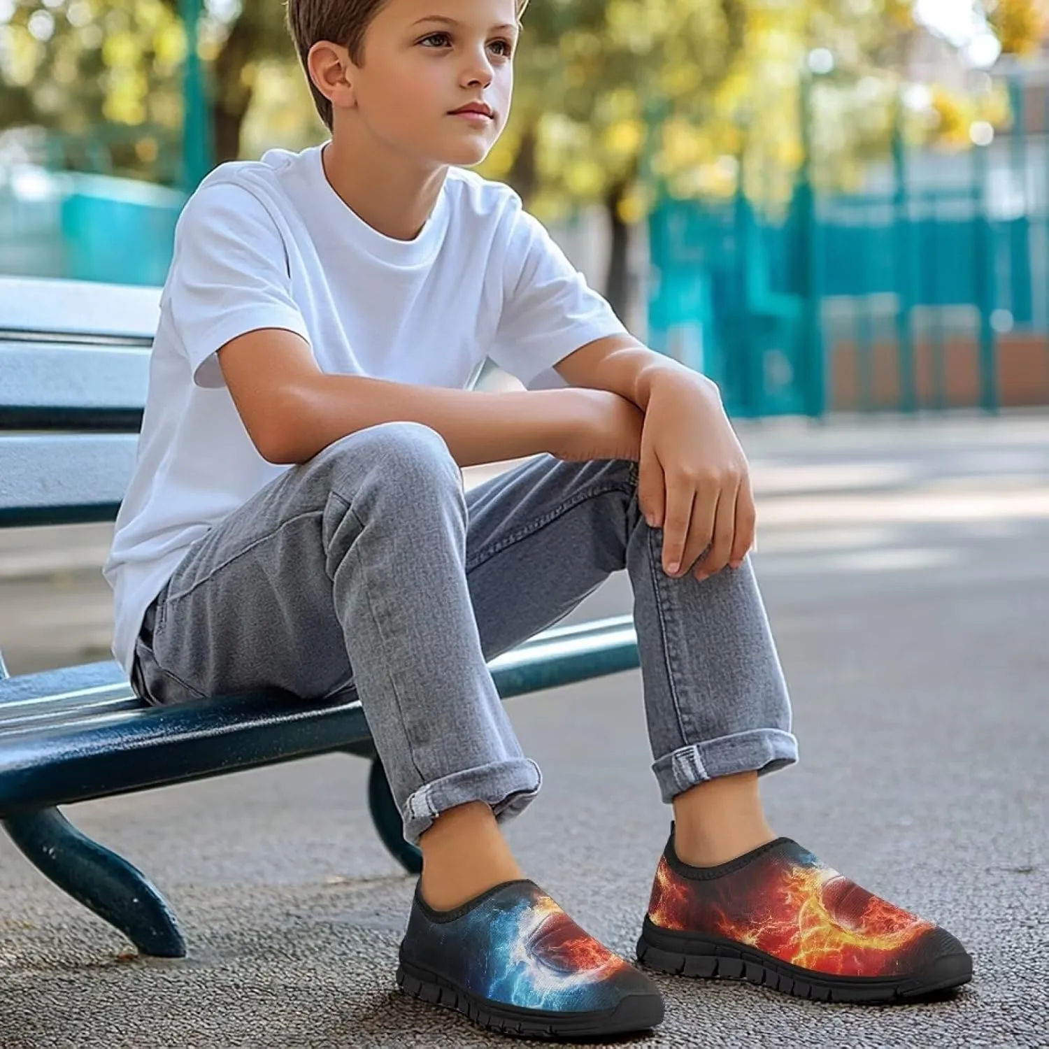Doojoayie Boys Tennis Shoes Slip On for Active Student School Running Sneakers
