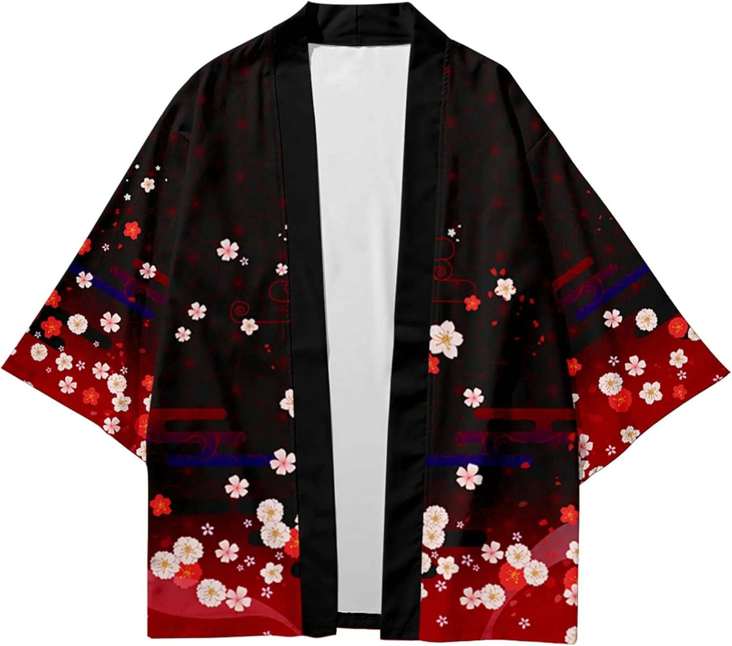DOSLAVIDA Men's Japanese Kimono Jacket Set Stylish Open Front Coat With Shorts Chinese Style Printed Cardigan Suits