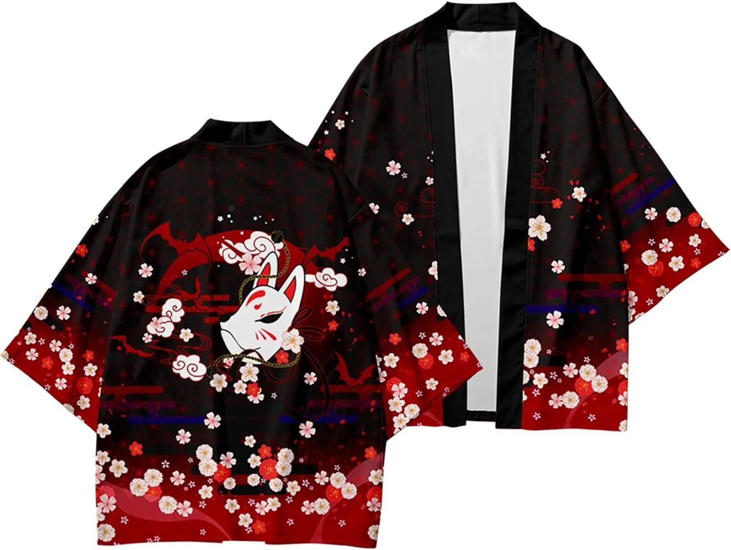 DOSLAVIDA Men's Japanese Kimono Jacket Set Stylish Open Front Coat With Shorts Chinese Style Printed Cardigan Suits