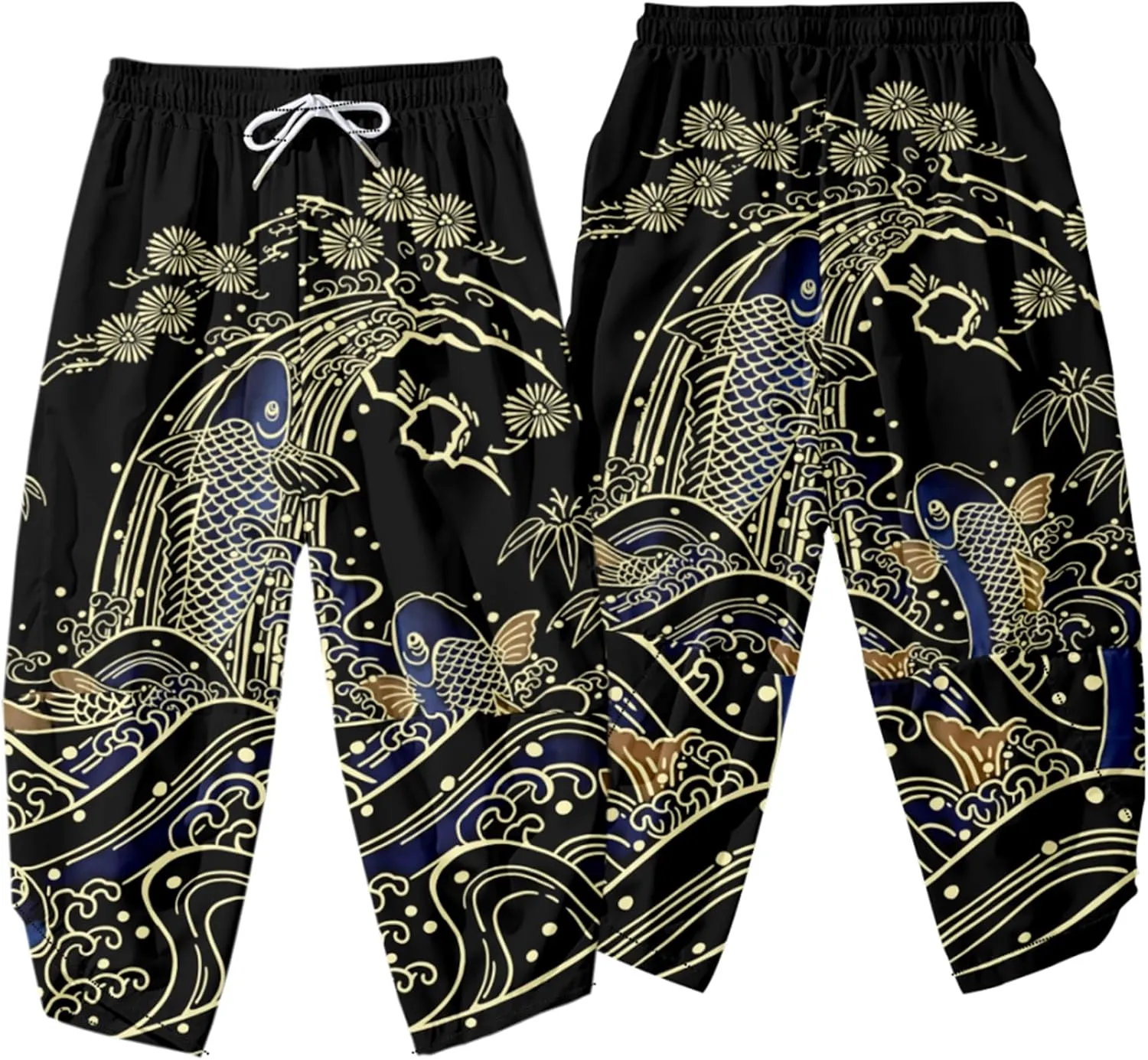DOSLAVIDA Men's Japanese Kimono Jacket Set Stylish Open Front Coat With Shorts Chinese Style Printed Cardigan Suits