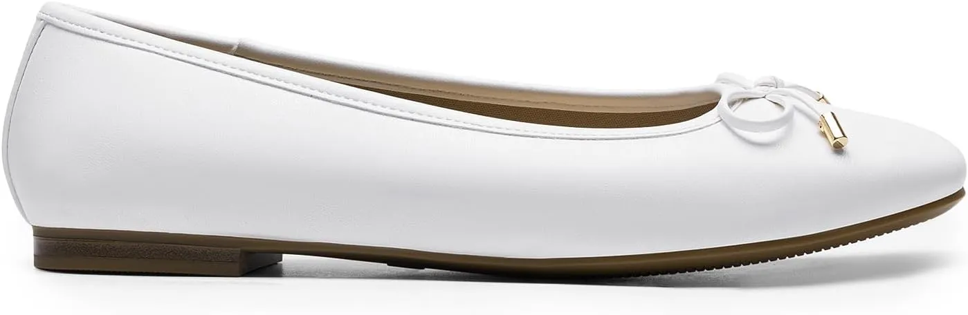 DREAM PAIRS Women's Flats Square Toe Ballet Flats Comfortable Casual Ballerina Flat Dress Shoes with Bow Suitable for Dressy Business Casual Work Office