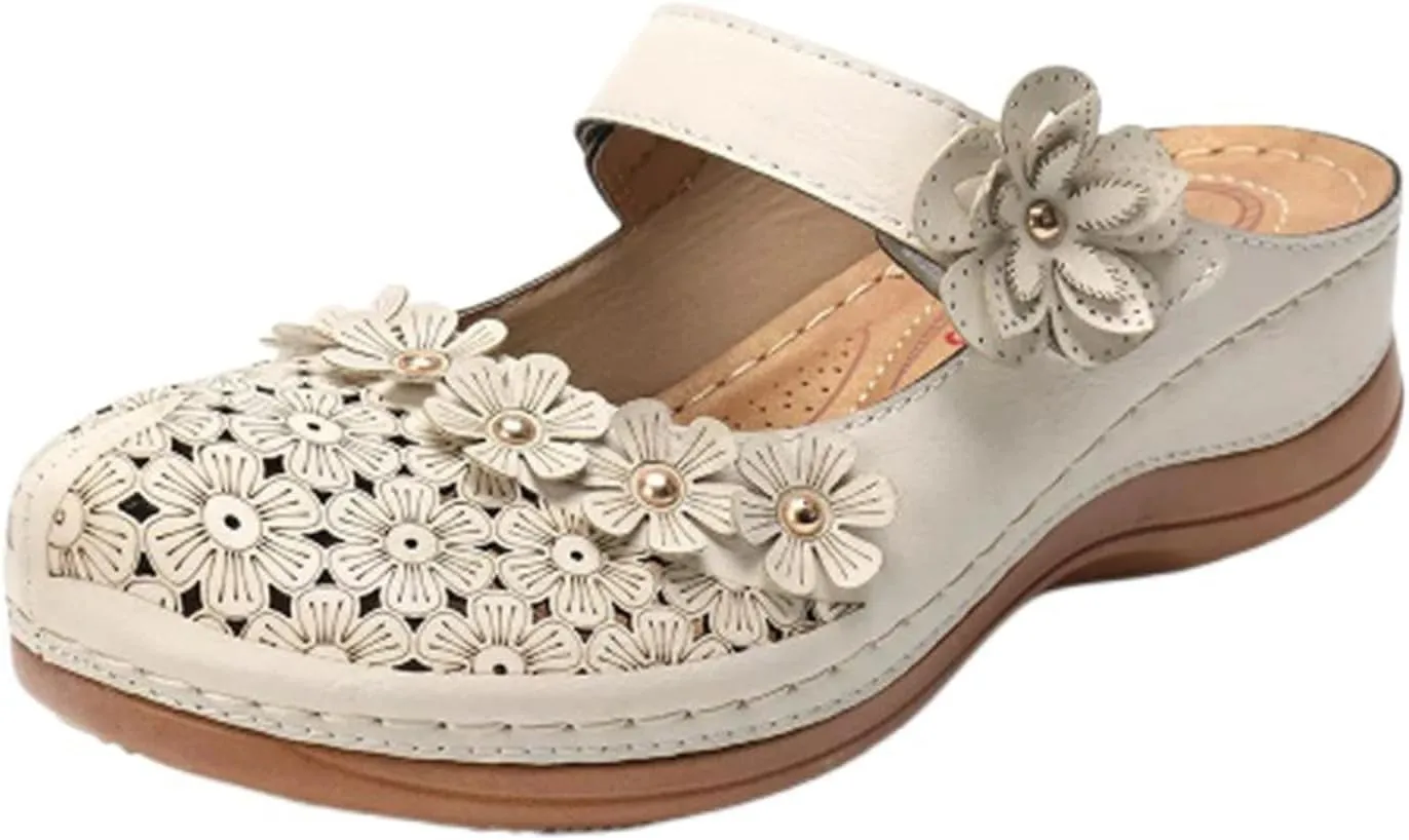 Dressy Summer Sandals for Women 2025 Closed Toe Wedge Sandals Casual Walking Shoes Hollow Out Breathable Cooling Comfort Wear Shoes Office Work Sandal Lightweight Platform Sandal for Vacation Beach