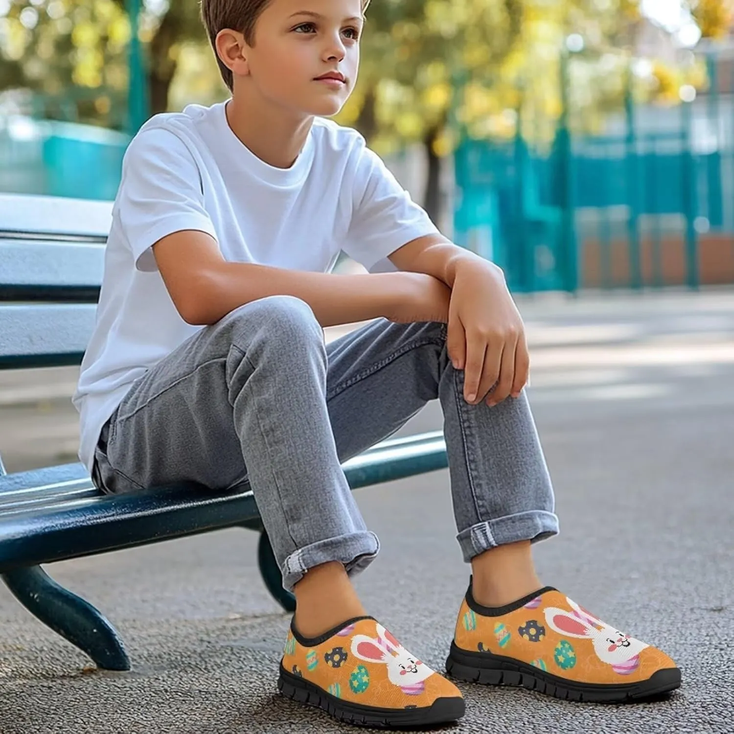 Easter Pattern Running Shoes Low-Cut Sneakers for Boys Girls Comfortable Casual Wide Fashion Shoes for Children