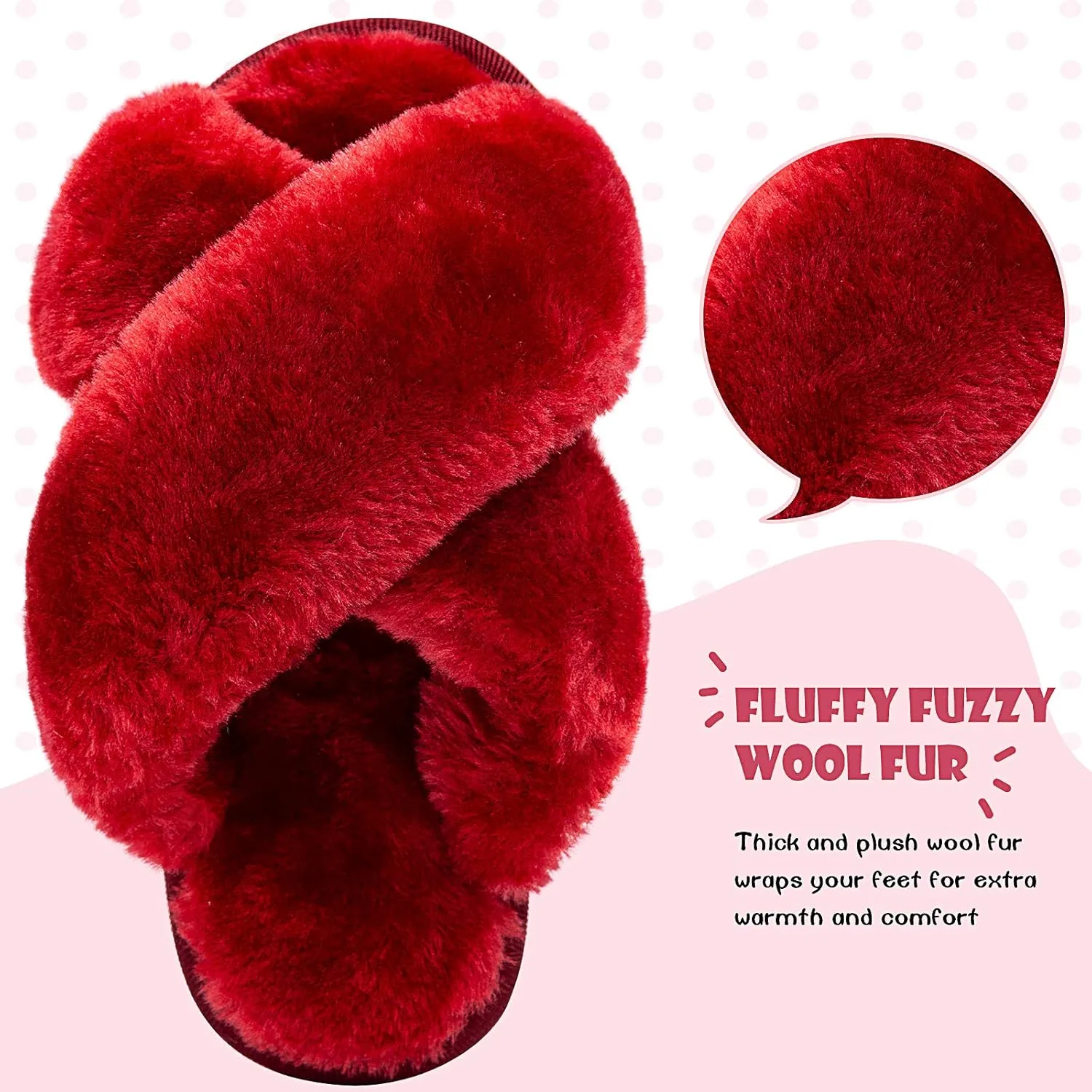 eccbox Girls Fluffy Slippers Kids Leopard Tie Dye Open Toe Memory Foam Slides Sandals Soft Plush Cross Band House Shoes Indoor Outdoor Slip On