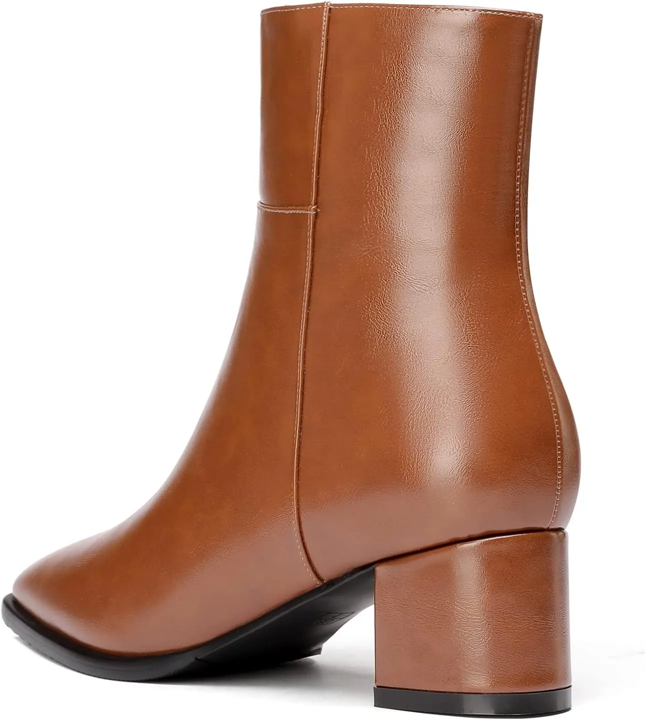Eldof Low Block Heel Ankle Boots Women's Square Toe Chunky Heel Short Boots Side Zipper Heeled Chelsea Boots
