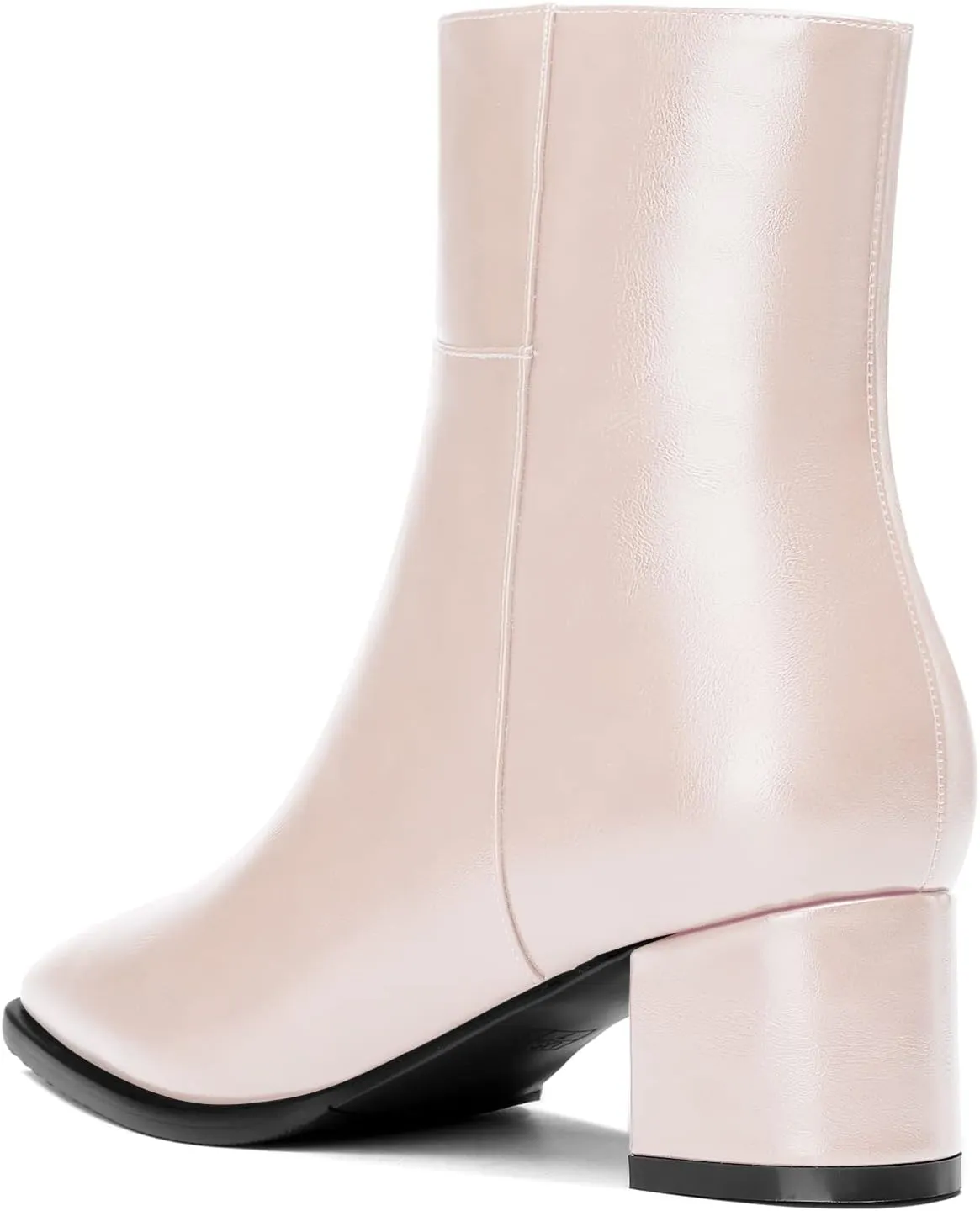 Eldof Low Block Heel Ankle Boots Women's Square Toe Chunky Heel Short Boots Side Zipper Heeled Chelsea Boots