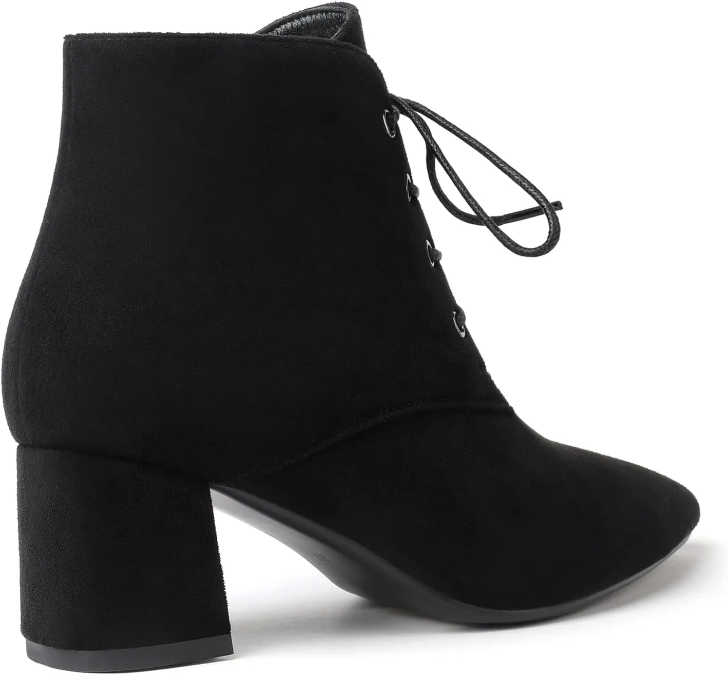 Eldof Women's Booties Low Chunky Heel Ankle Boots Pointed Toe Lace Up Comfortable Walking Boots