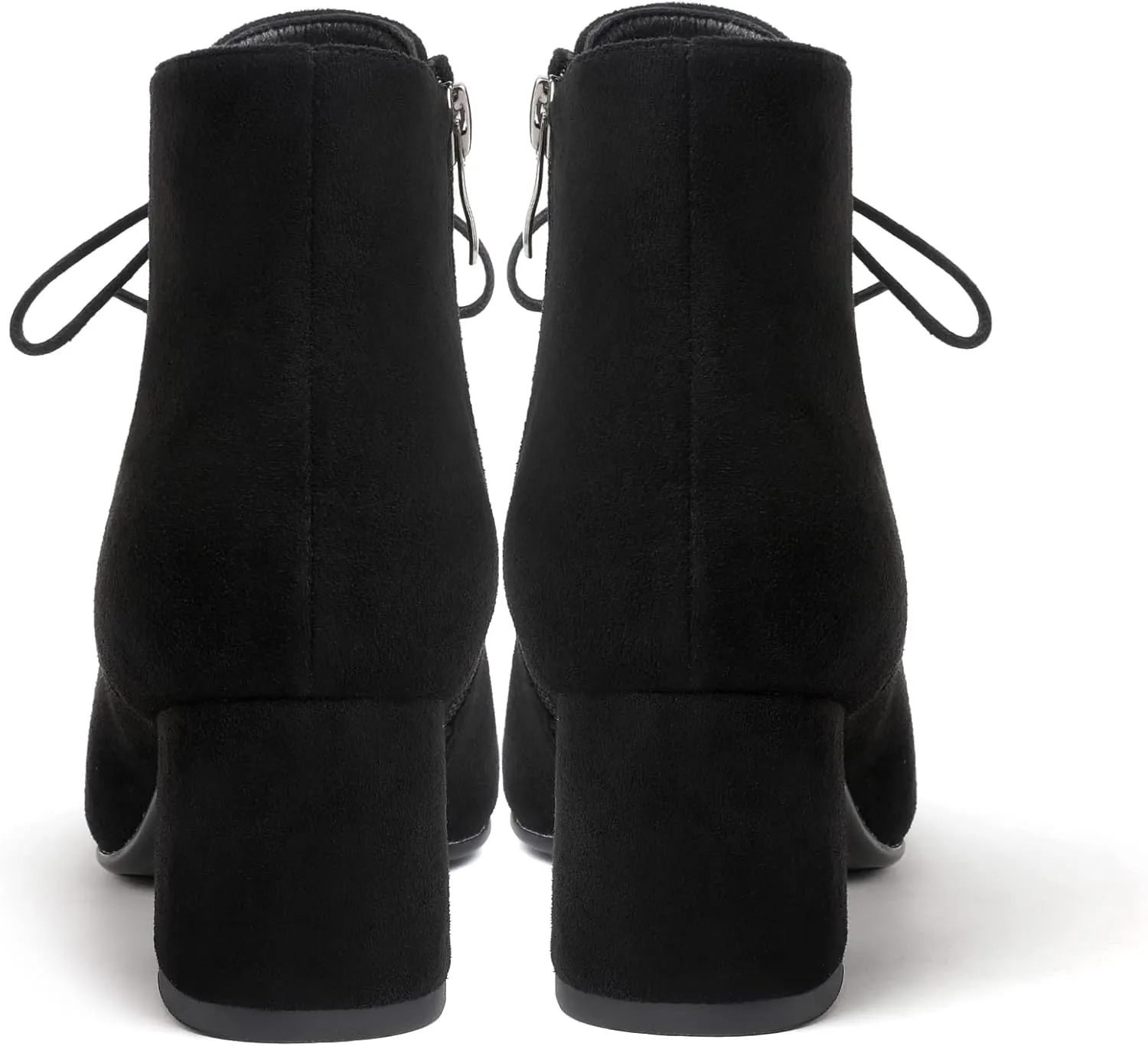 Eldof Women's Booties Low Chunky Heel Ankle Boots Pointed Toe Lace Up Comfortable Walking Boots