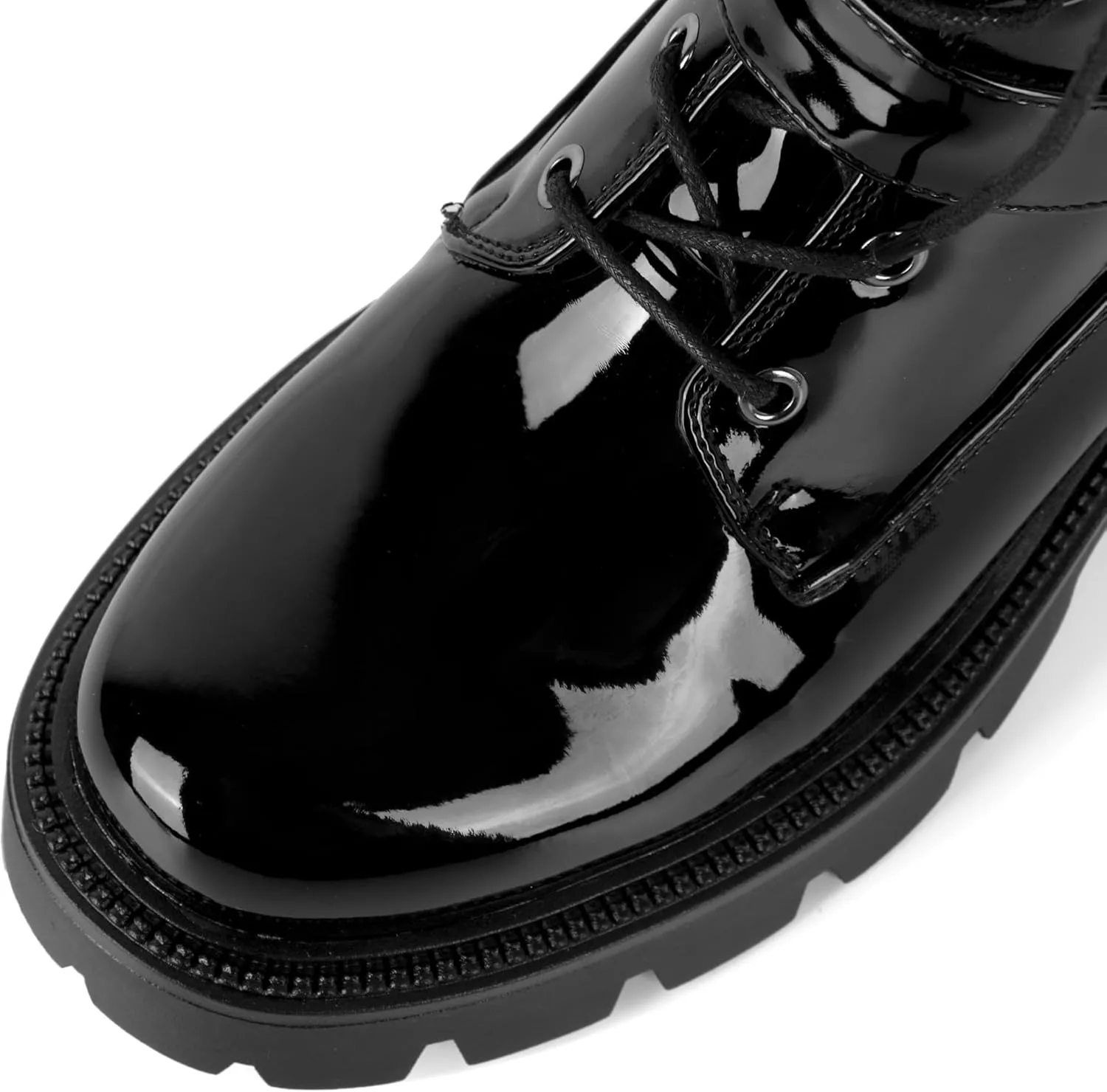 Eldof Women's Combat Boots Ankle Booties Lace Up Platform Lug Sole Chunky Low Heel Buckle Goth Motorcycle Boots for Women Side Zipper 2 Inches