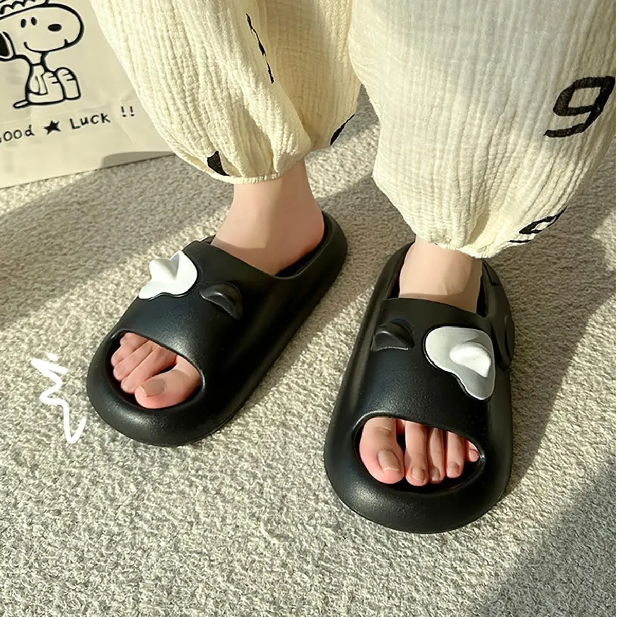 Epsion Women's Pillow Sandals Slides Cloud Cute Cartoon Bath Pool Gym Shower Slipper Lightweight EVA Anti-Slip Shoes