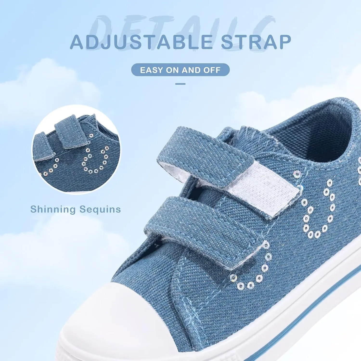 EUXTERPA Kids Toddler Sneakers Boys Girls Canvas Shoes Walking Sneaker with Easy Fasten Strap