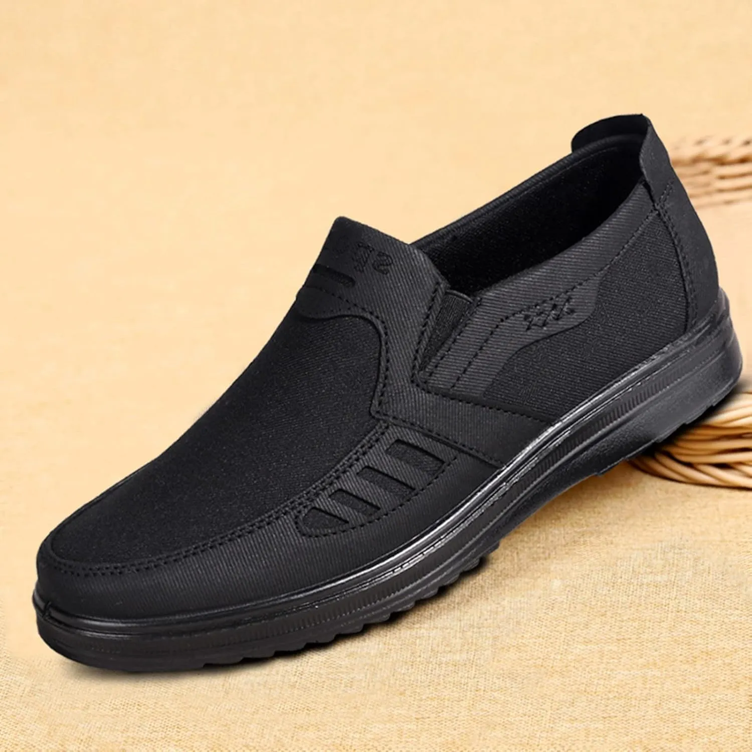 Fashion All Season Men Casual Shoes Flat Non Slip On Simple Design Solid Color Comfortable Slip Casual Mens Work Shoes
