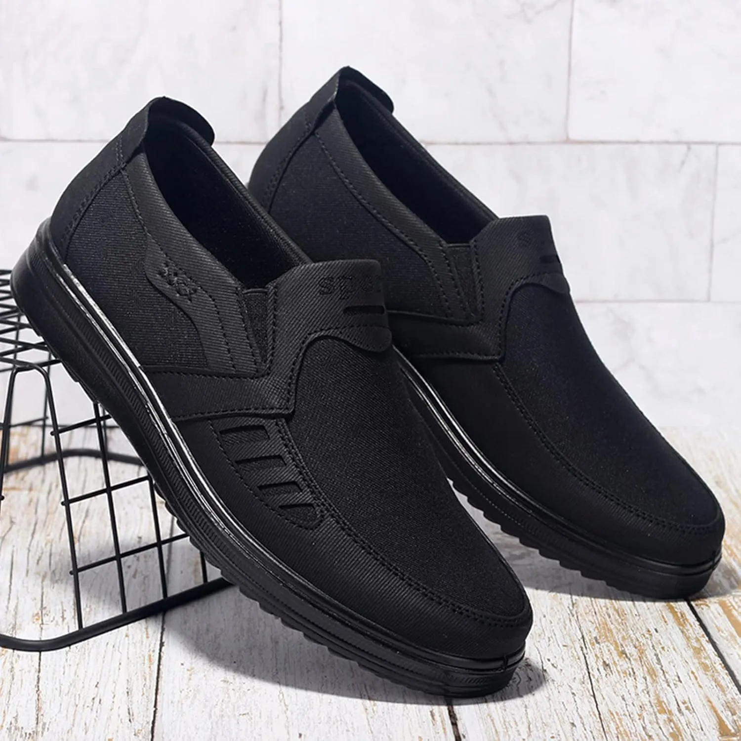 Fashion All Season Men Casual Shoes Flat Non Slip On Simple Design Solid Color Comfortable Slip Casual Mens Work Shoes
