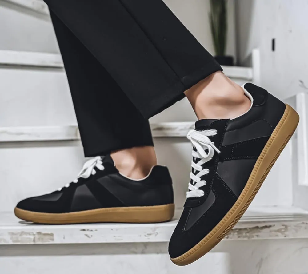 Fashion Sneakers，Breathable Running Casual Board Shoes， Leather Lace Up Retro Sneakers，Lightweight Comfort Walking Footwear for Women Men