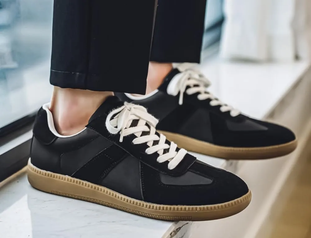 Fashion Sneakers，Breathable Running Casual Board Shoes， Leather Lace Up Retro Sneakers，Lightweight Comfort Walking Footwear for Women Men