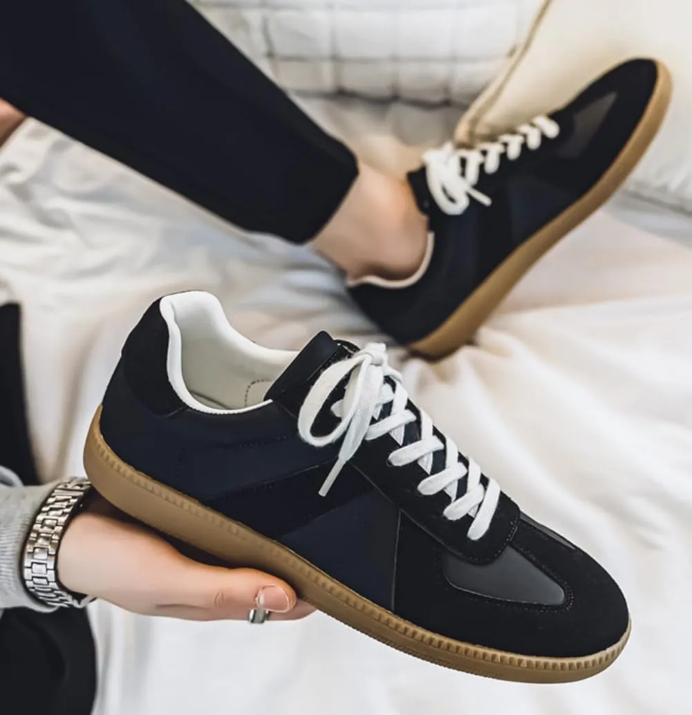 Fashion Sneakers，Breathable Running Casual Board Shoes， Leather Lace Up Retro Sneakers，Lightweight Comfort Walking Footwear for Women Men