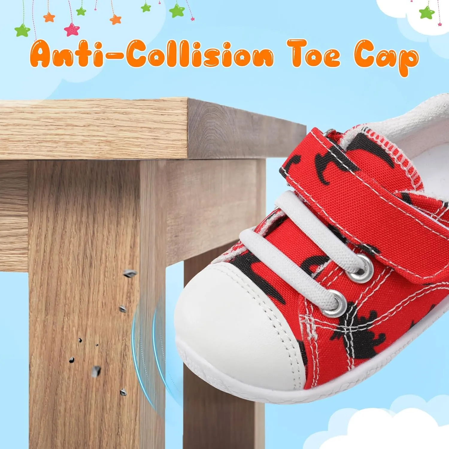 FEETCITY Baby Canvas Shoes Boys Girls Baby First Walking Shoes Infant Crib Shoes Slip On Sneakers