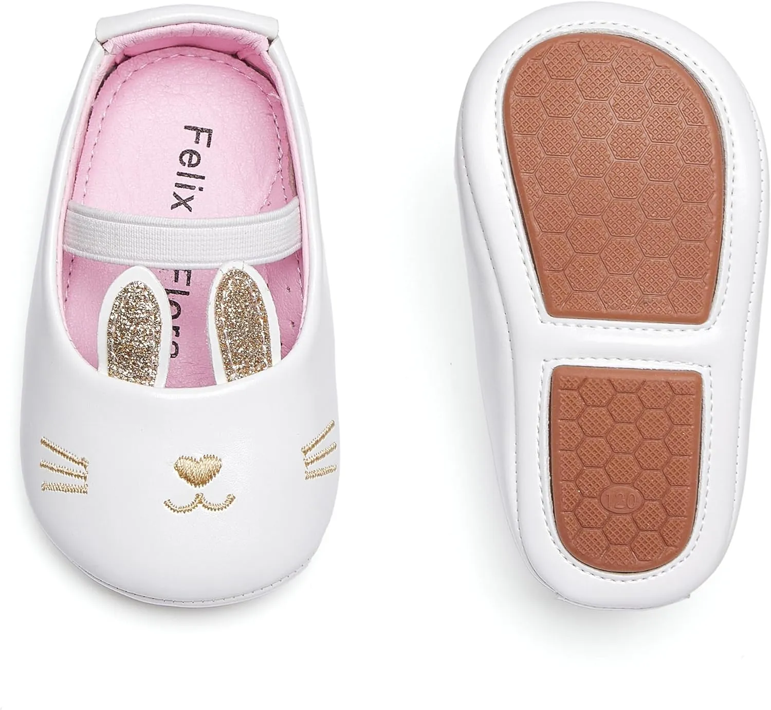 Felix & Flora Soft Sole Baby Shoes - Infant Baby Girls Ballet Flats Moccasinss Rubber Sole Walking Crib Shoes