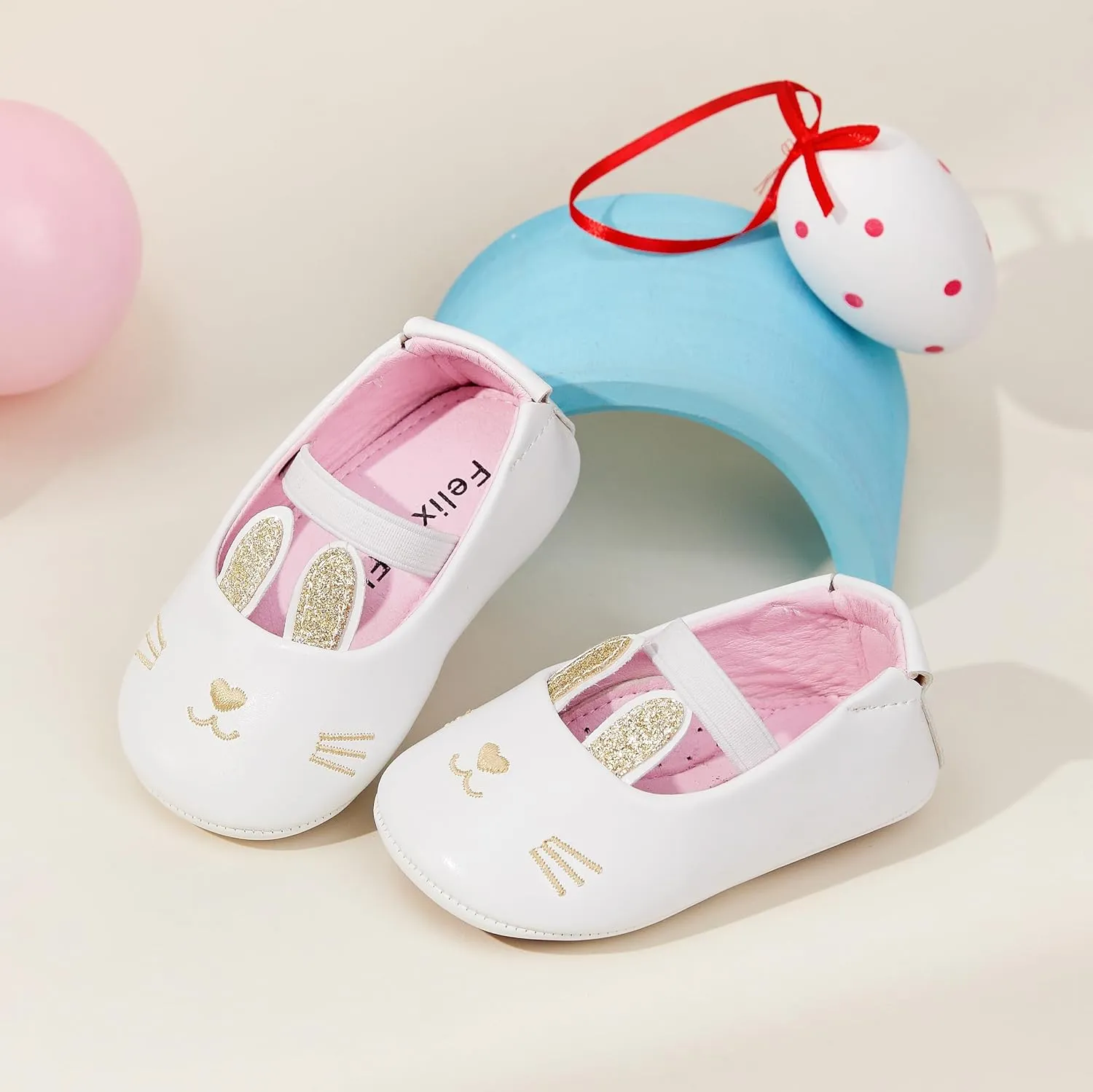 Felix & Flora Soft Sole Baby Shoes - Infant Baby Girls Ballet Flats Moccasinss Rubber Sole Walking Crib Shoes