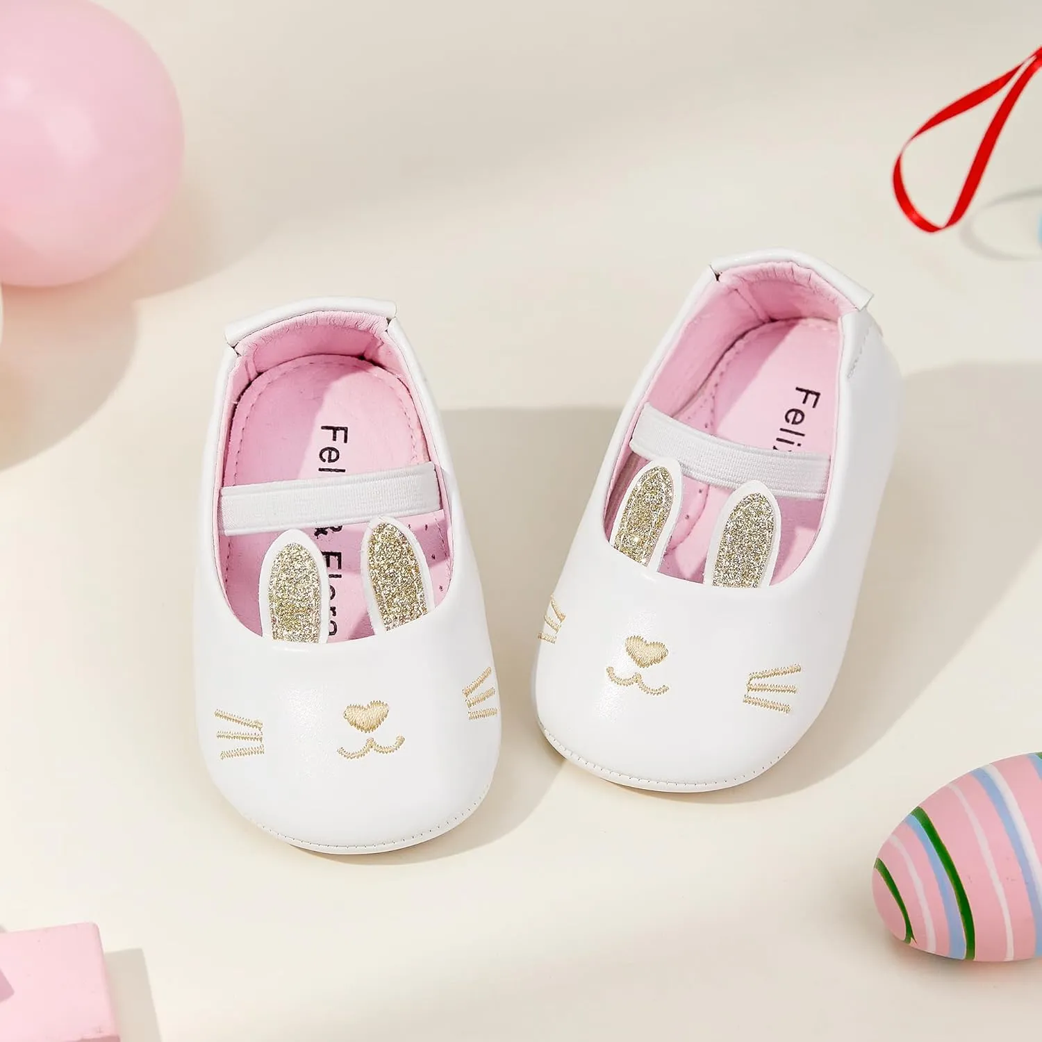Felix & Flora Soft Sole Baby Shoes - Infant Baby Girls Ballet Flats Moccasinss Rubber Sole Walking Crib Shoes