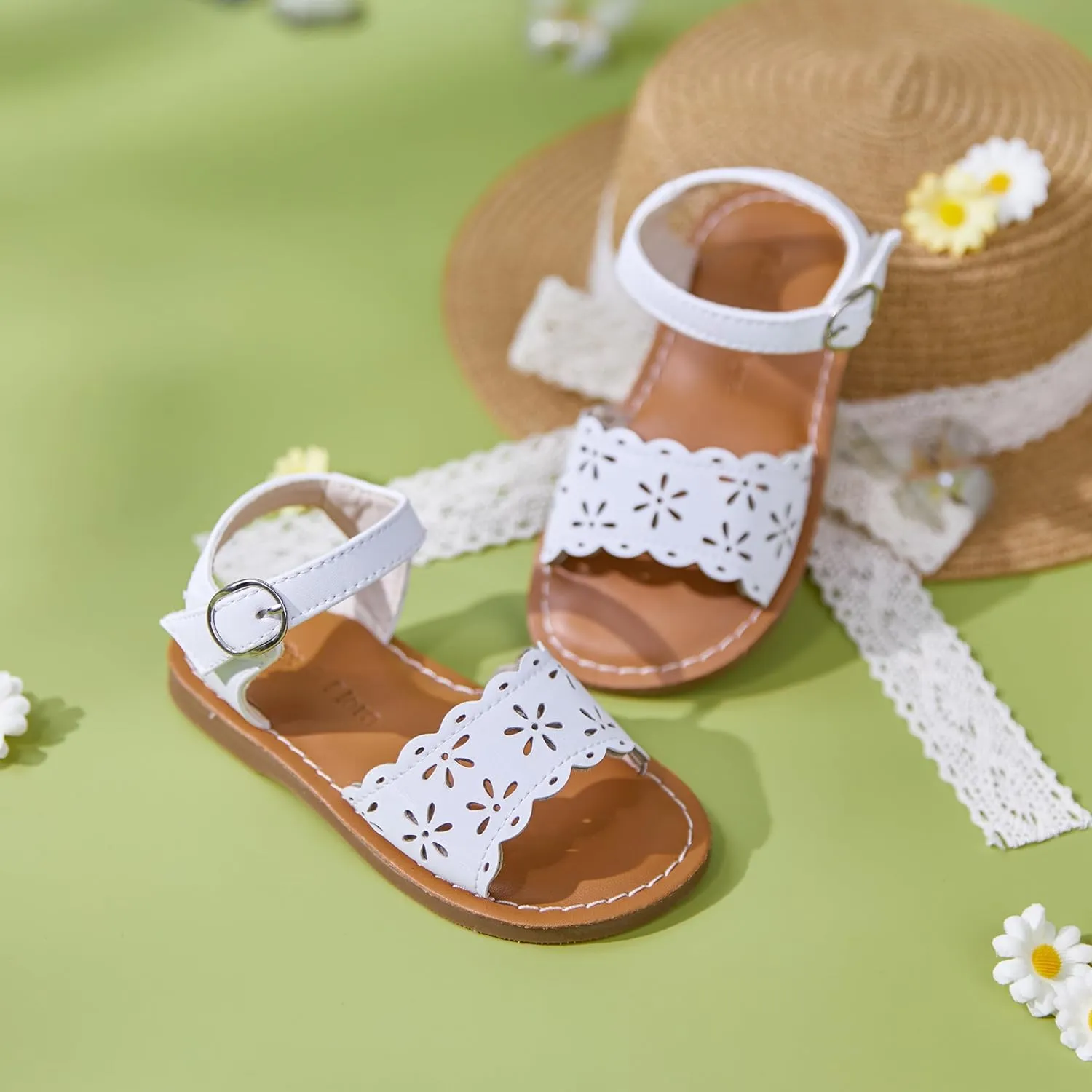 Felix & Flora Toddler Girl Sandals - Little Girl Easter Summer Dress Shoes Lightweight Open Toe Beach Holiday.