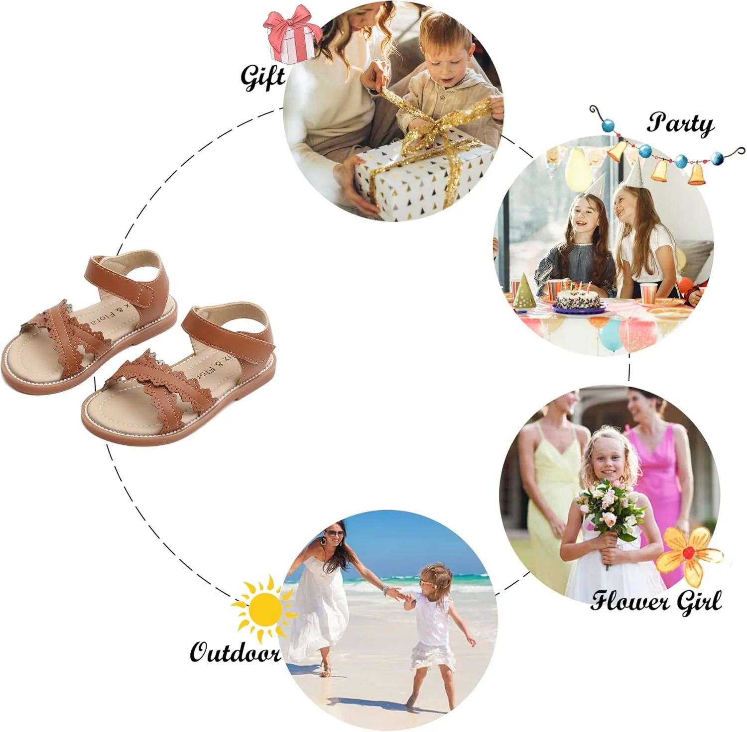 Felix & Flora Toddler Girl Sandals - Little Girl Easter Summer Dress Shoes Lightweight Open Toe Beach Holiday.