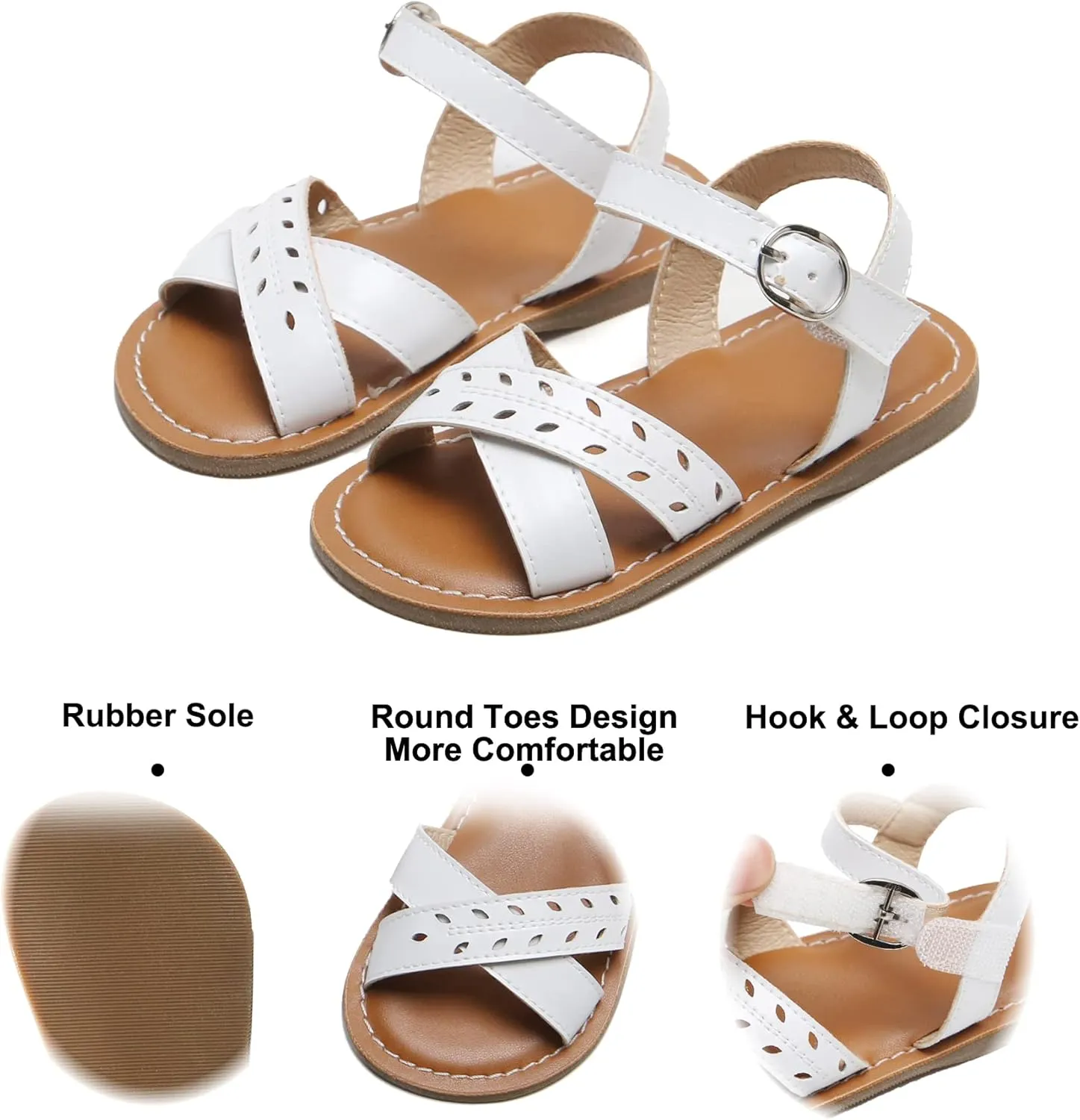 Felix & Flora Toddler Girl Sandals - Little Girl Easter Summer Dress Shoes Lightweight Open Toe Beach Holiday.