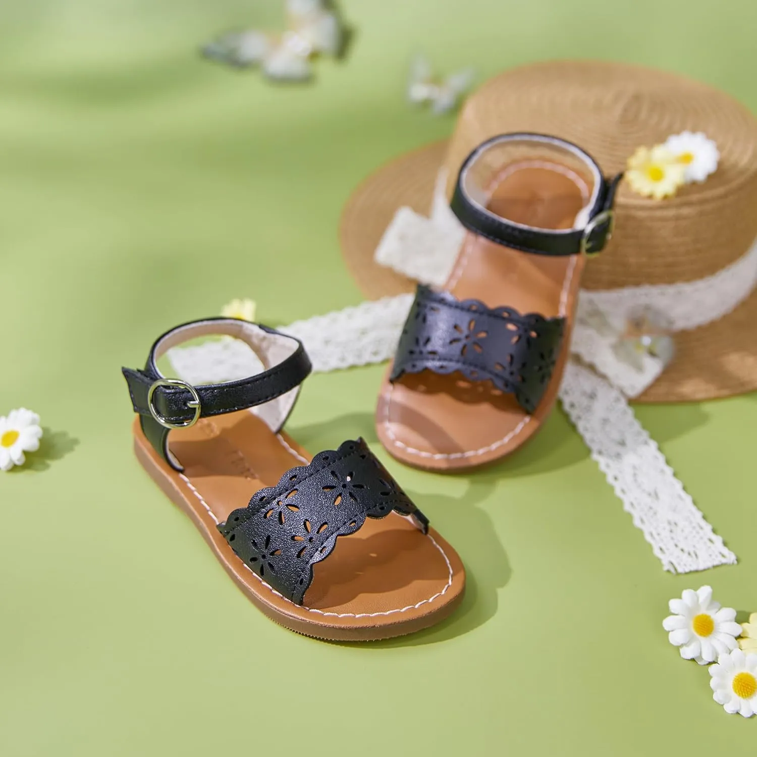 Felix & Flora Toddler Girl Sandals - Little Girl Easter Summer Dress Shoes Lightweight Open Toe Beach Holiday.