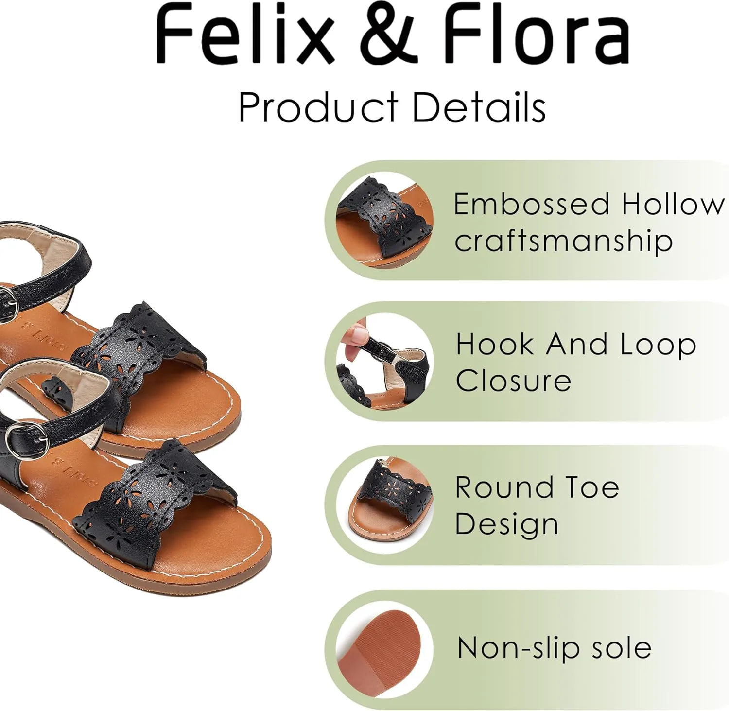 Felix & Flora Toddler Girl Sandals - Little Girl Easter Summer Dress Shoes Lightweight Open Toe Beach Holiday.