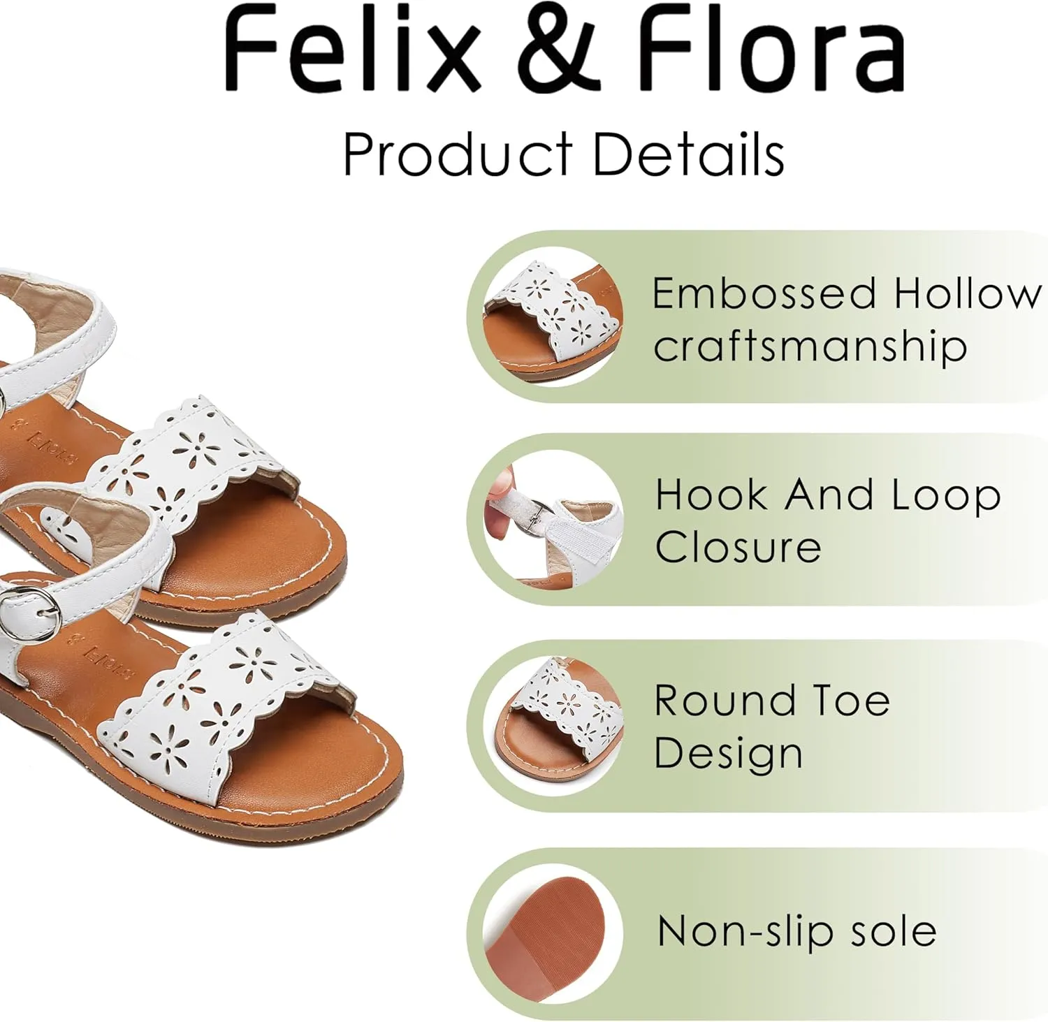 Felix & Flora Toddler Girl Sandals - Little Girl Easter Summer Dress Shoes Lightweight Open Toe Beach Holiday.