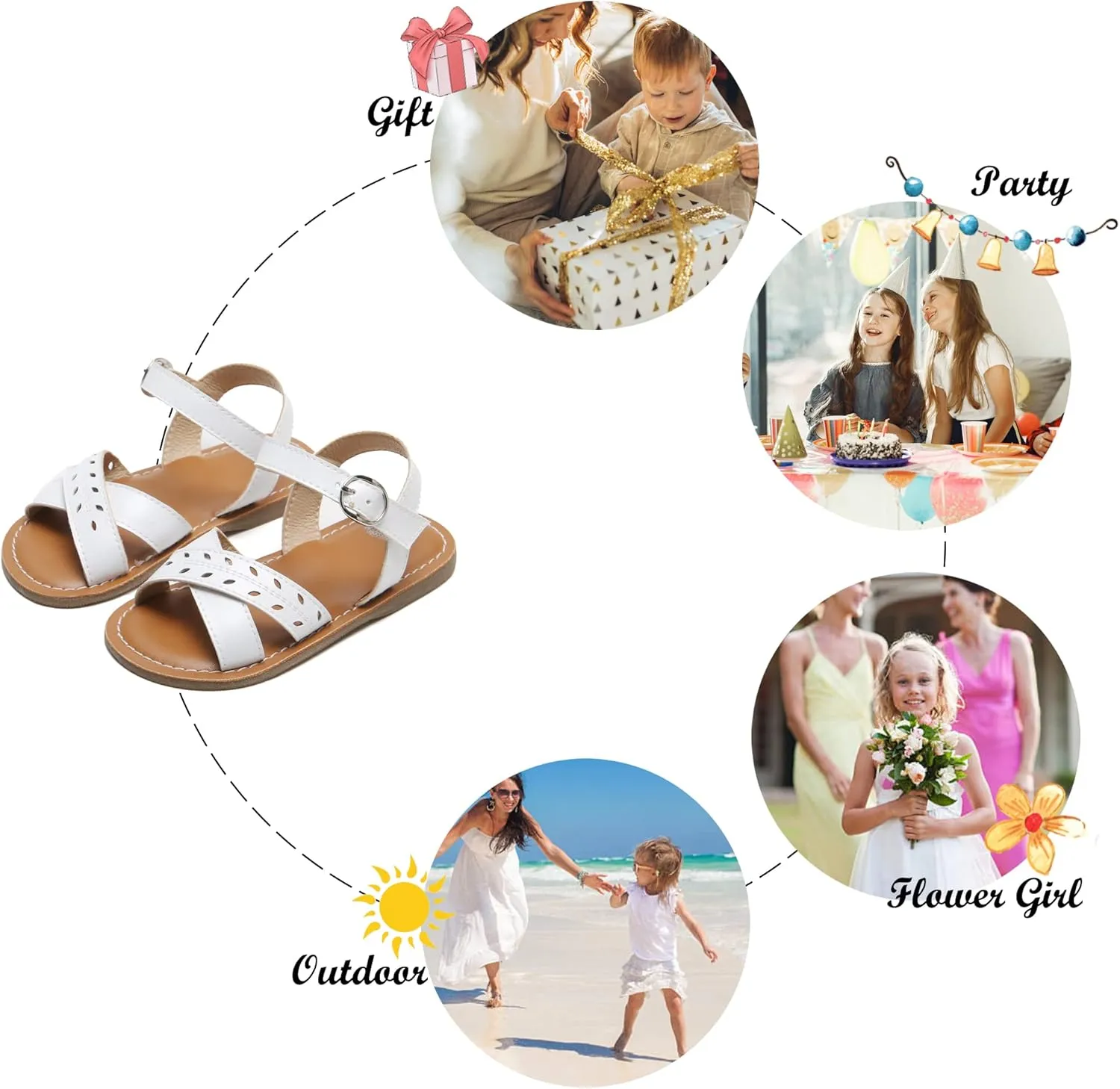 Felix & Flora Toddler Girl Sandals - Little Girl Easter Summer Dress Shoes Lightweight Open Toe Beach Holiday.