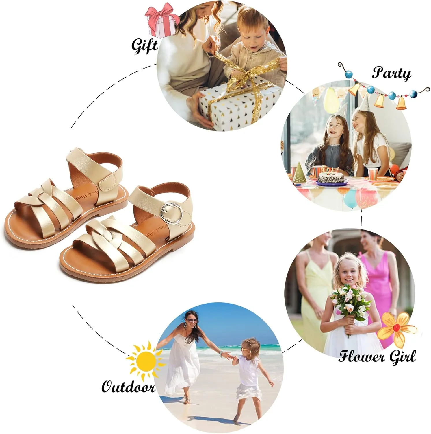 Felix & Flora Toddler Girl Sandals - Little Girl Easter Summer Dress Shoes Lightweight Open Toe Beach Holiday.