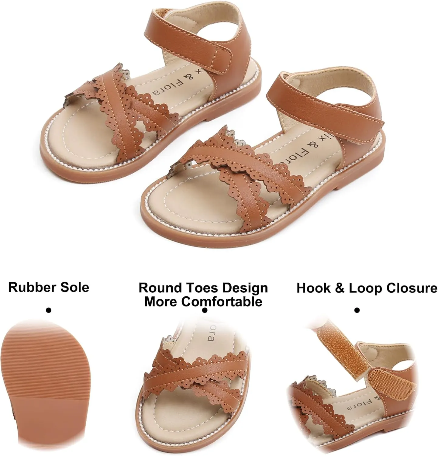 Felix & Flora Toddler Girl Sandals - Little Girl Easter Summer Dress Shoes Lightweight Open Toe Beach Holiday.